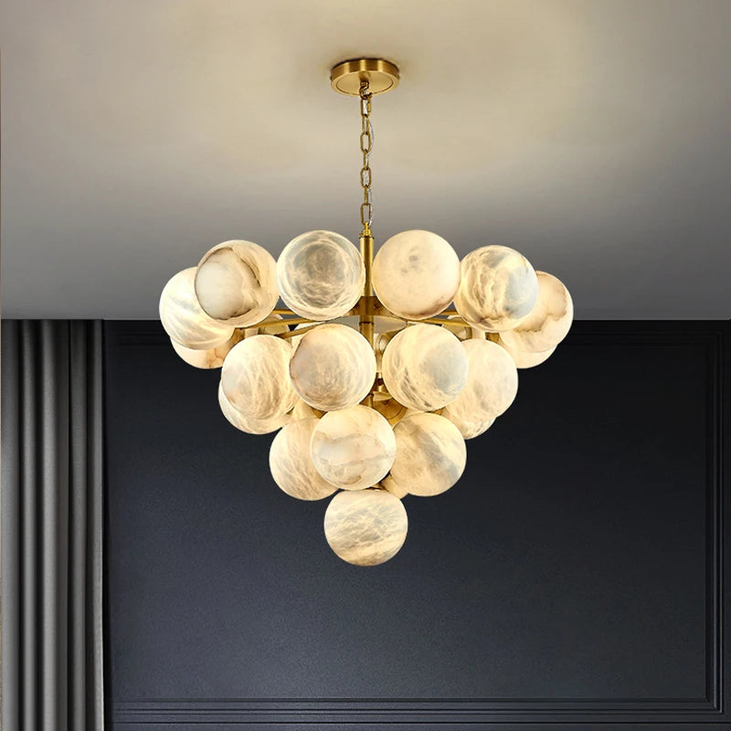 Lustre en marbre de la collection pingpong world éclairage suspendu élégant