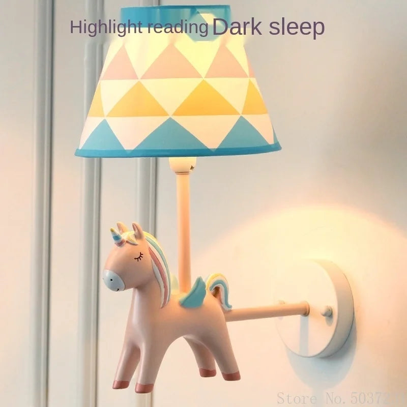 applique murale licorne dessin animé led nordique décorative