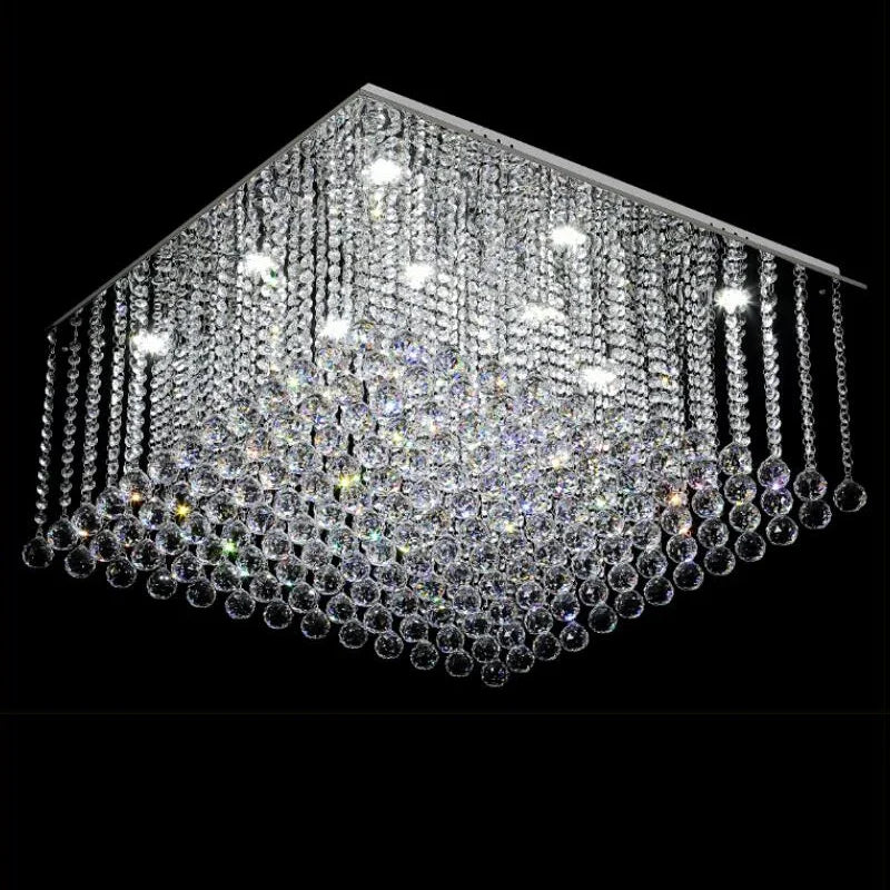 Lustre en cristal carré encastré pour salon de luxe lustres en cristal suspension LED lumière décoration de la maison lampe de ciel - vue 2 sur 6