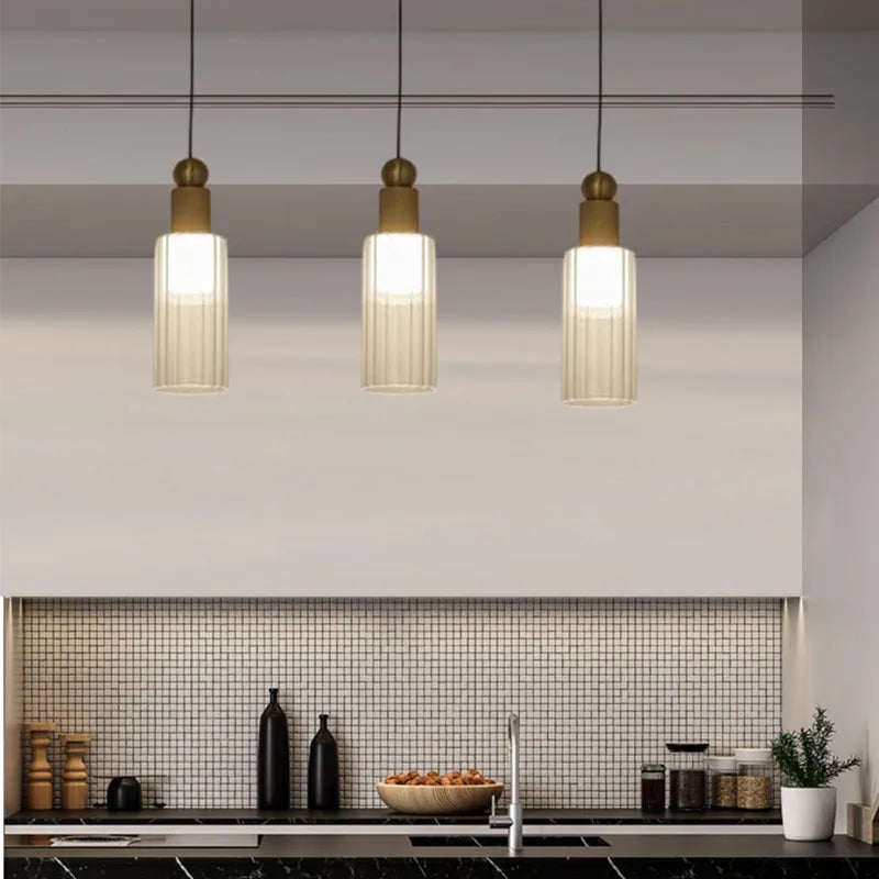 Suspension moderne en verre et cuivre avec 3 cordons interchangeables