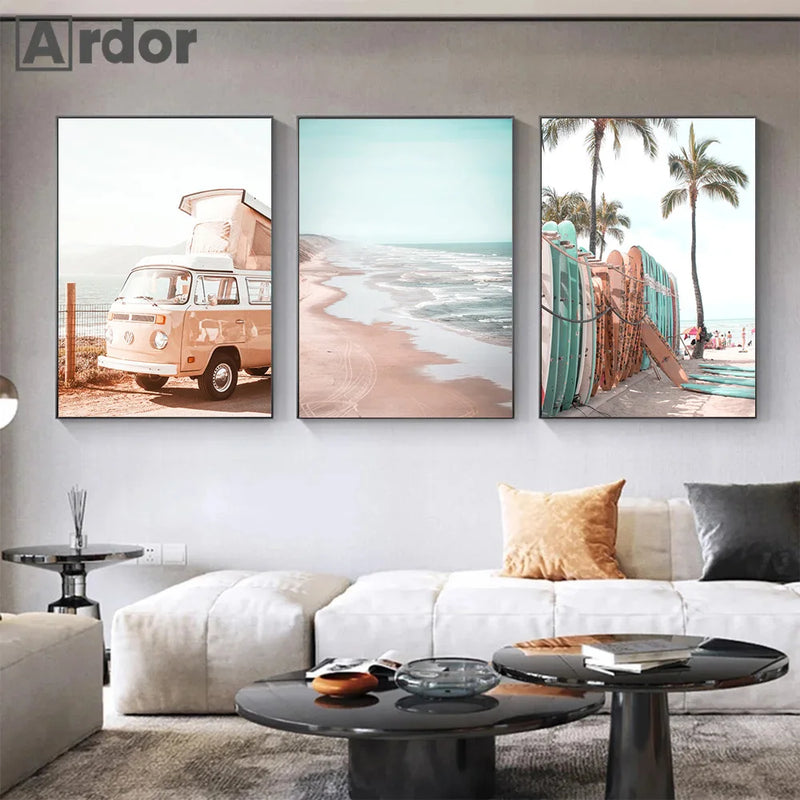 affiche de lever de soleil sur la plage moderne