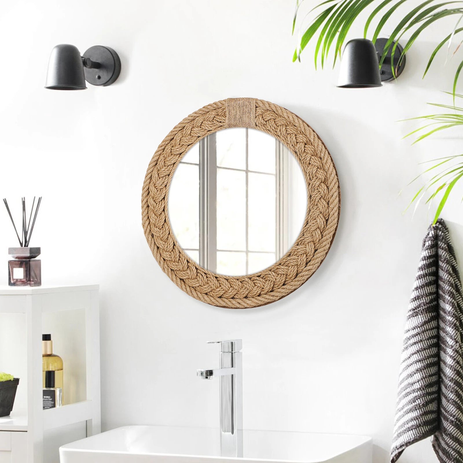 miroir décoratif nordique tissé à la main pour décoration créative - vue 7 sur 7