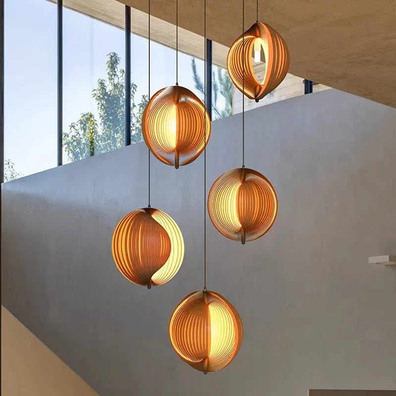 suspension en bois wabi sabi pour décoration intérieure moderne - vue 4 sur 22