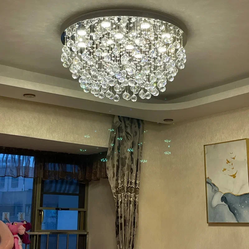 lustre à led avec boules de cristal pour intérieur moderne - vue 5 sur 12