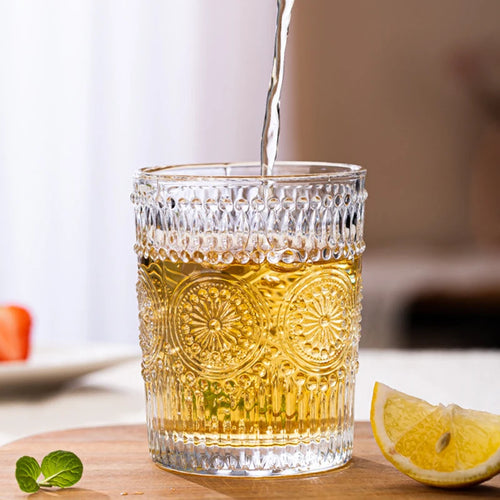 Verres relief tournesol style retro pour boissons froides