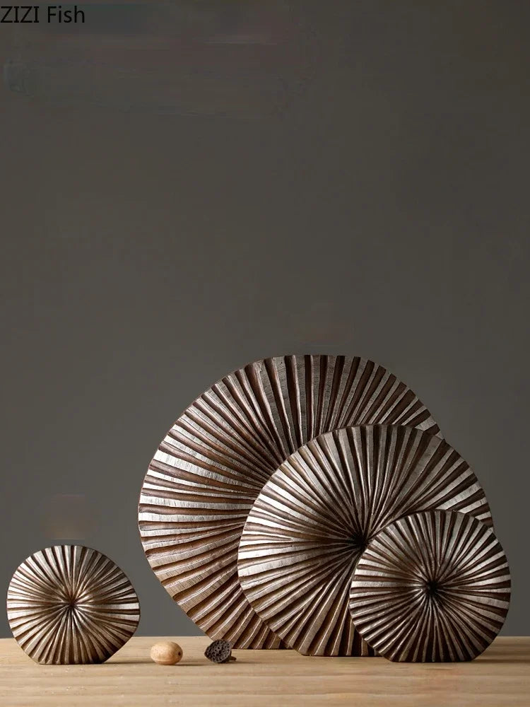 vase floral en résine à fleurs moderne rayures bois - vue 6 sur 10