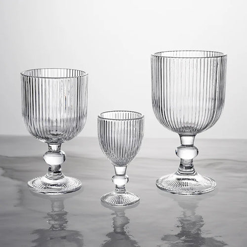Verres a vin rayes tige courte large ouverture