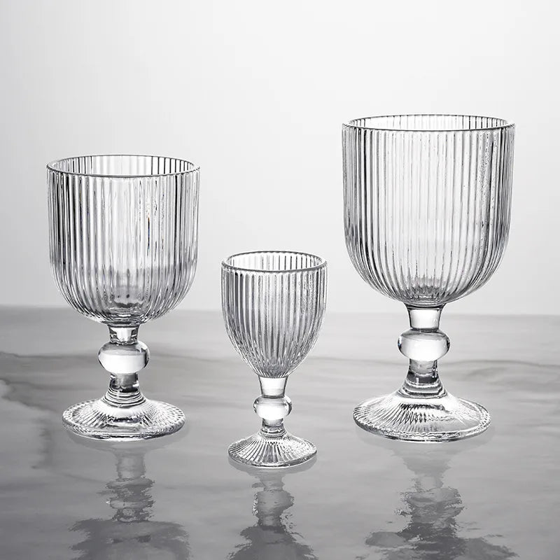 Verres a vin rayes tige courte large ouverture - vue 2 sur 6