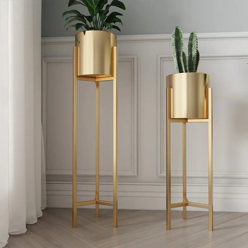 support de fleurs doré en fer pour décoration intérieure - vue 5 sur 9