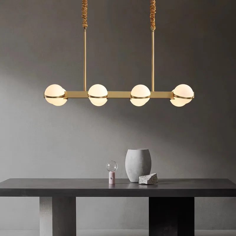 Lustre doré design intérieur moderne LED - vue 4 sur 9