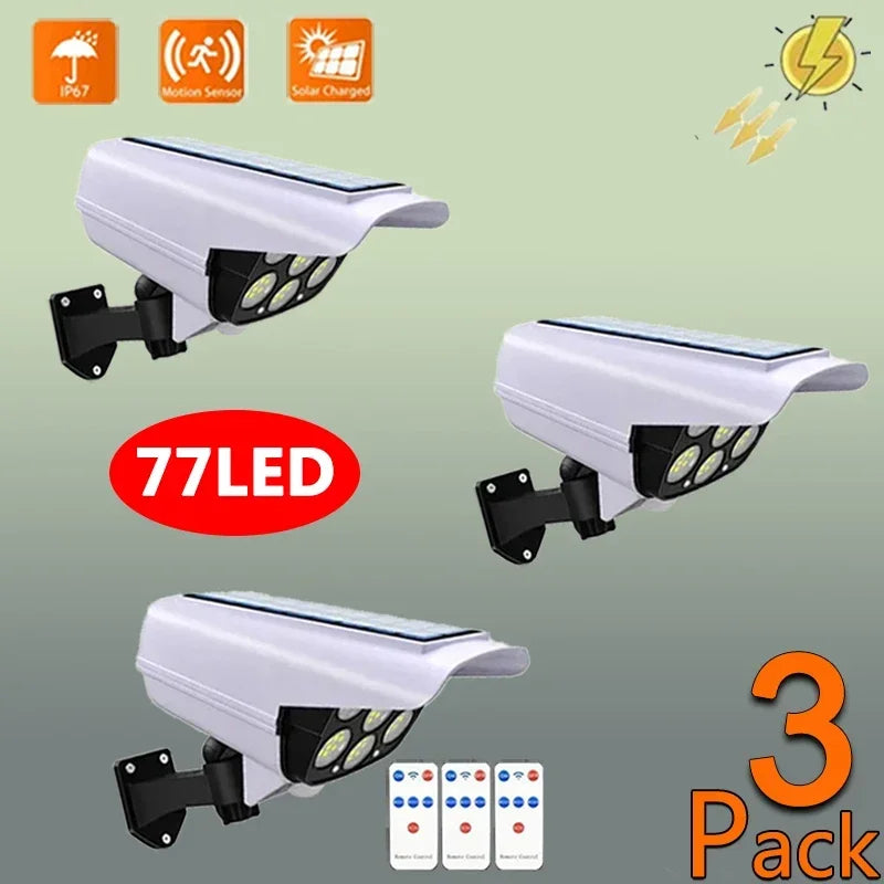 Lumière sécurité solaire extérieure capteur mouvement projecteur 77led étanche