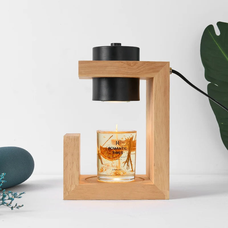 lampe chauffe-bougie aromathérapie bois nordique 110/230V éclairage intérieur - vue 2 sur 6