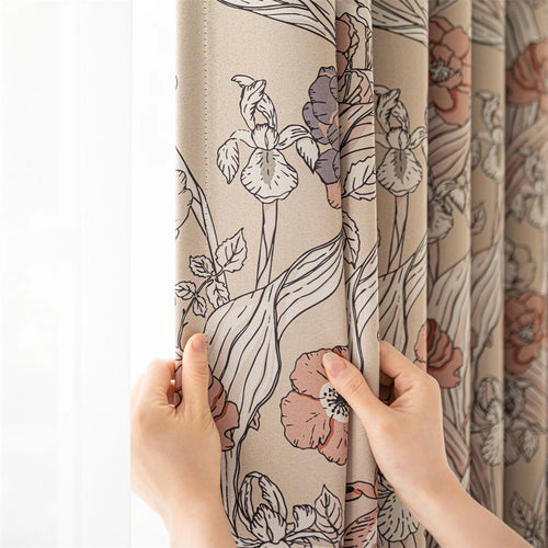 Rideau occultant motifs floraux modernes pour salon chambre