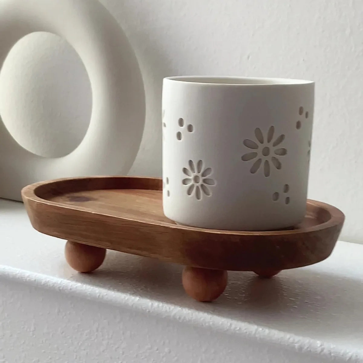 plateau en bois multifonctionnel pour rangement et décoration - vue 4 sur 7