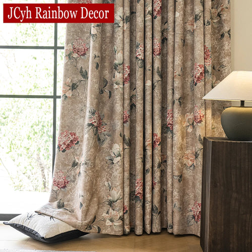 Rideau occultant floral style chinois traditionnel salon chambre
