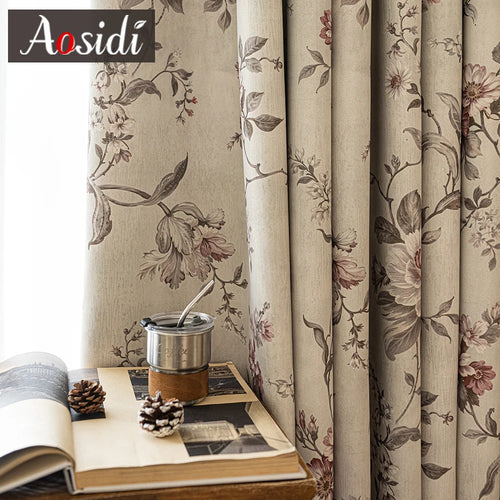 Rideau occultant floral élégant pour porte fenêtre salon