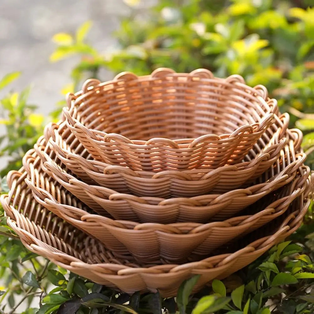 panier rond en osier pour rangement de divers objets - vue 3 sur 6