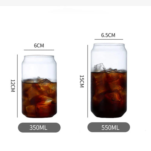 Tasse verre canette couvercle bambou paille borosilicate