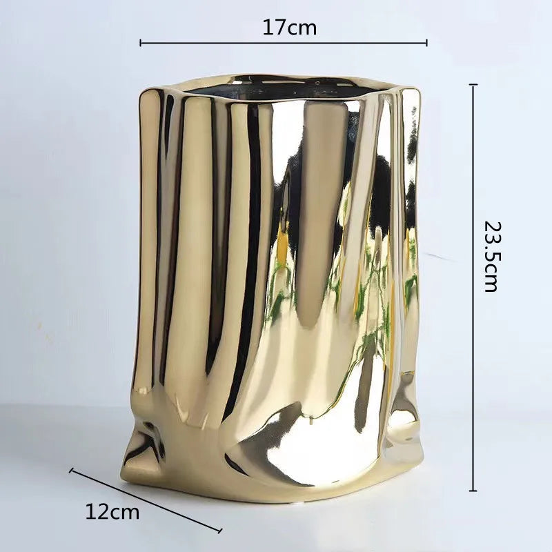 vase en céramique avec volants argentés pour fleurs décoratives - vue 12 sur 12