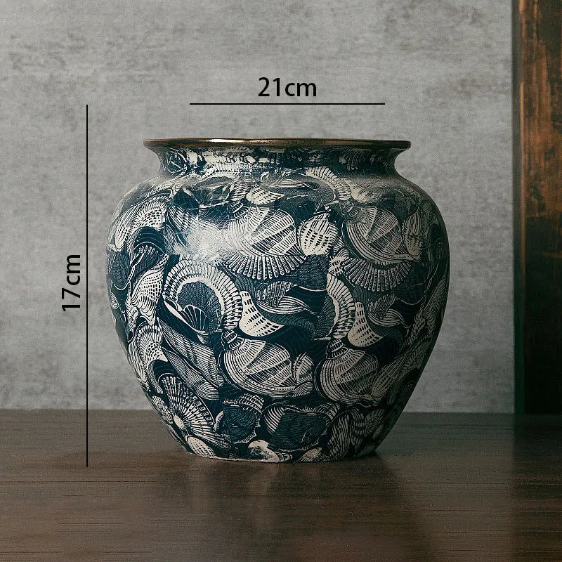 vase rétro en céramique fait main avec dorure décorative - vue 9 sur 9