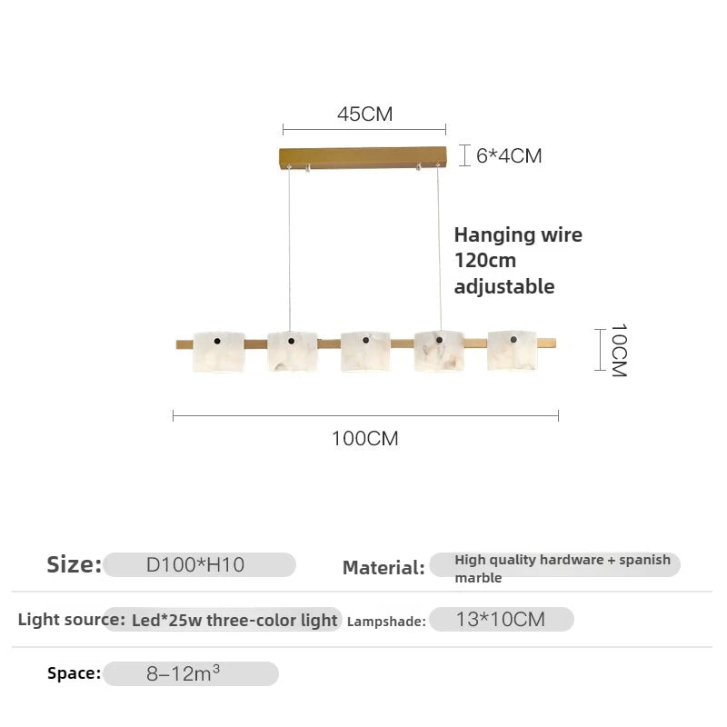 suspension minimaliste en marbre naturel avec éclairage led
