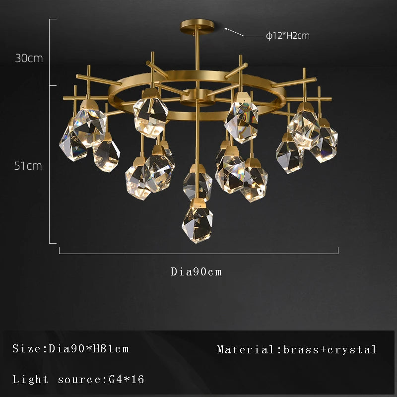 lustre design moderne en cristal avec abat-jour fantaisie