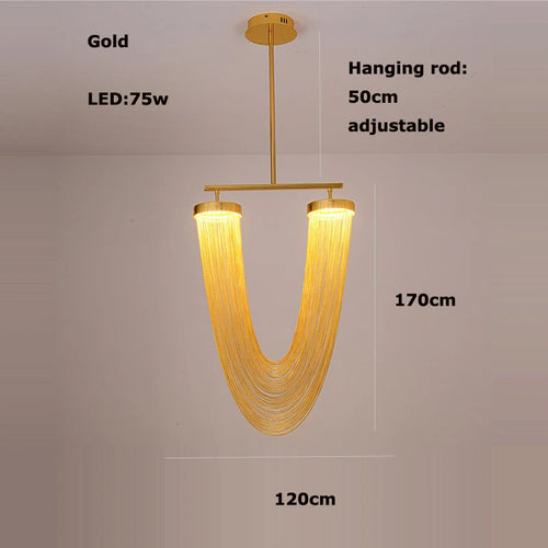 lustre artistique à led en aluminium chromé avec intensité variable