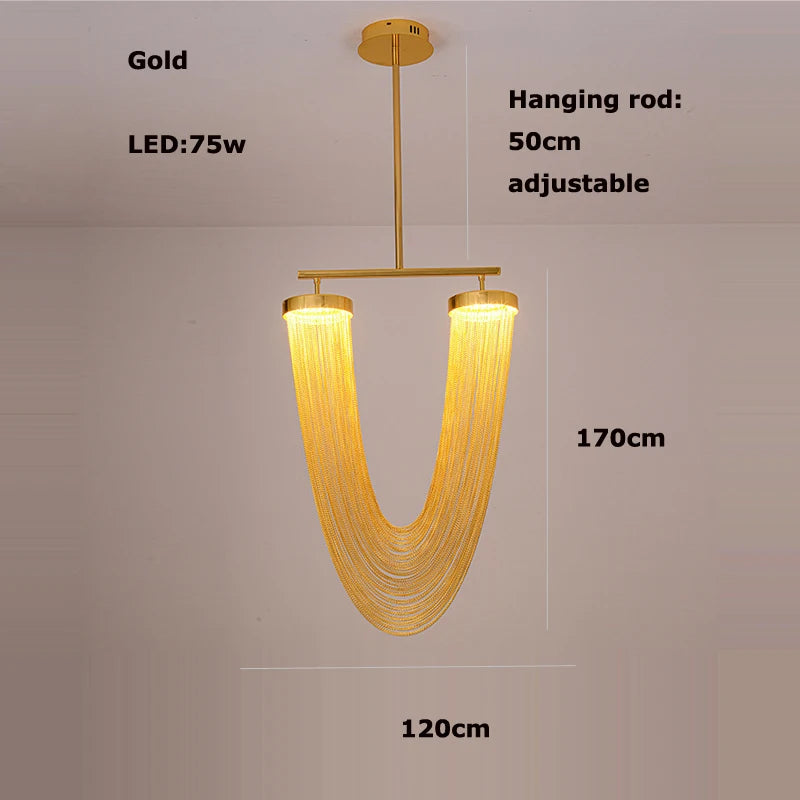 lustre artistique à led en aluminium chromé avec intensité variable - vue 8 sur 21