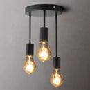 Grensk Plafonnier Industriel Noir 3 Têtes Ampoules Luminaire Vintage Pour Cuisine Balcon Porche Salon