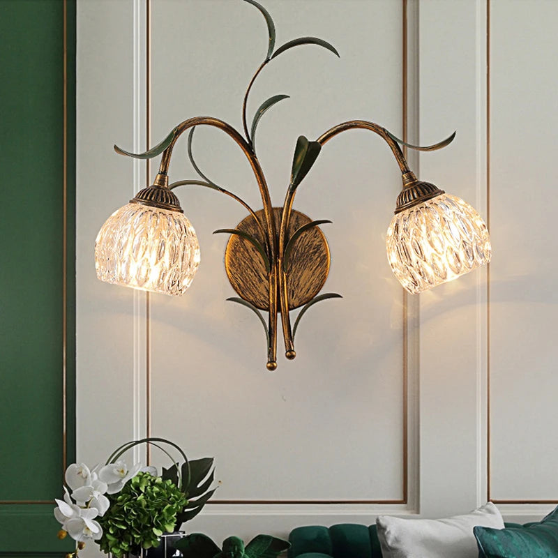 Applique murale style rétro bronze fleur - vue 3 sur 8