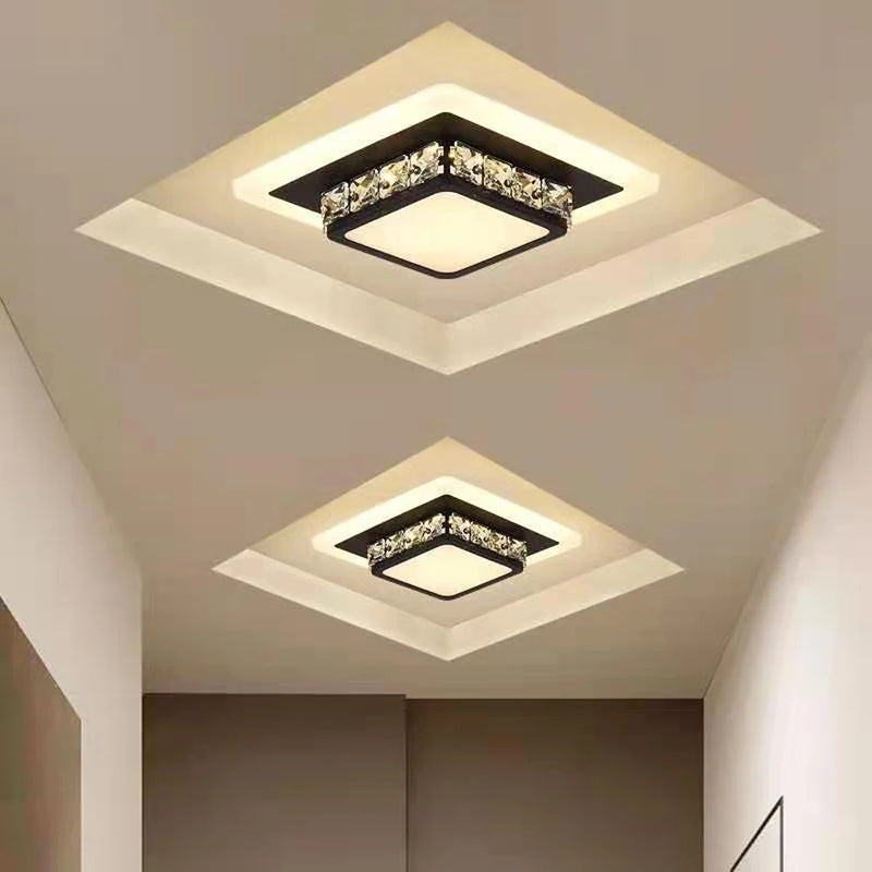 Plafonniers en cristal modernes lampe à LED pour salon chambre étude blanc noir Surface montée éclairage décoration lustre