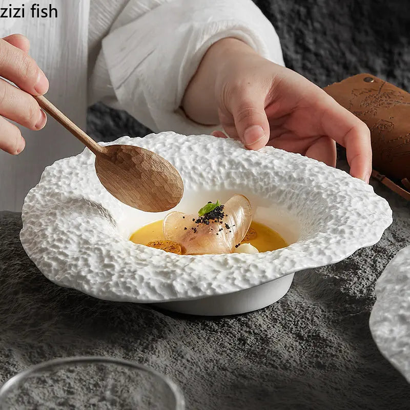 Assiette céramique texture roche bol chapeau design - vue 6 sur 7