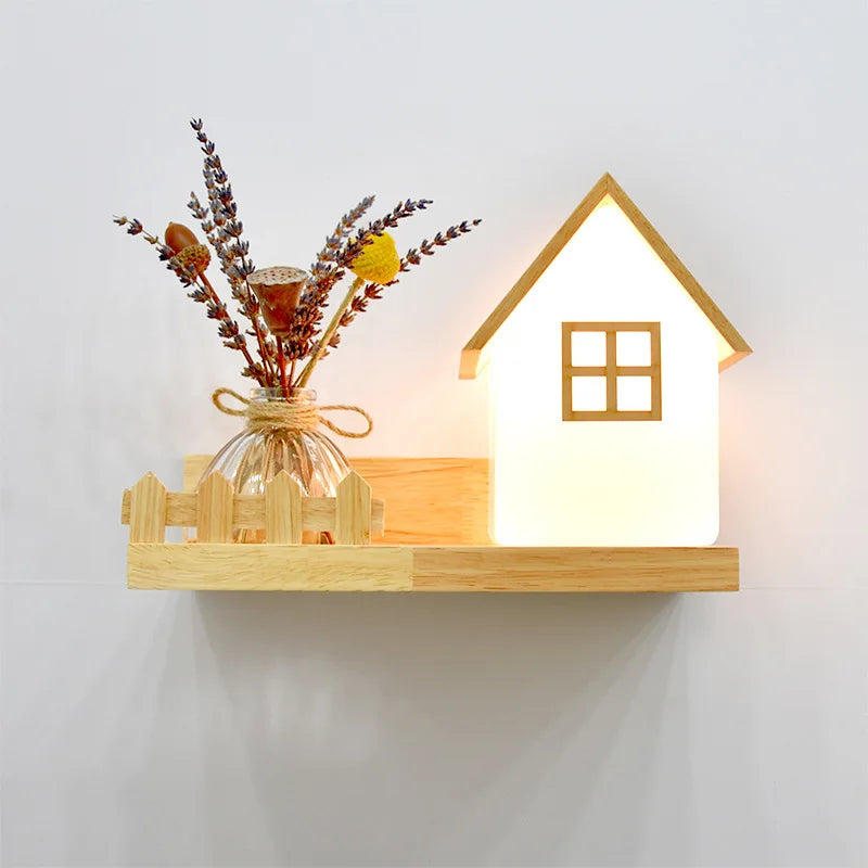 applique murale led en bois avec pot de plante nordique - vue 3 sur 23