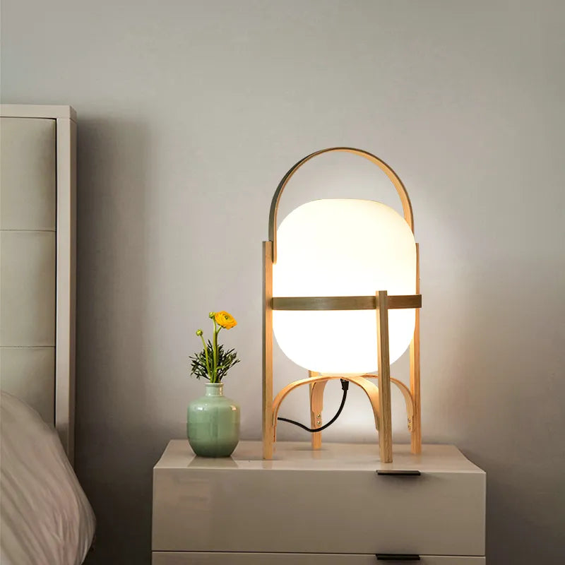 lampe sur pied bois moderne art éclairage table salon étude chambre portable - vue 7 sur 8