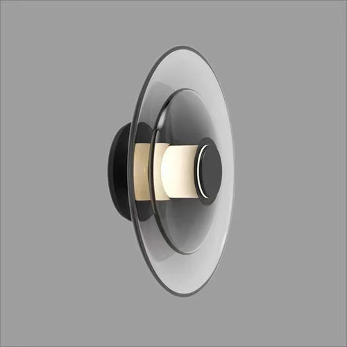 Applique murale led verre ambre noir doré