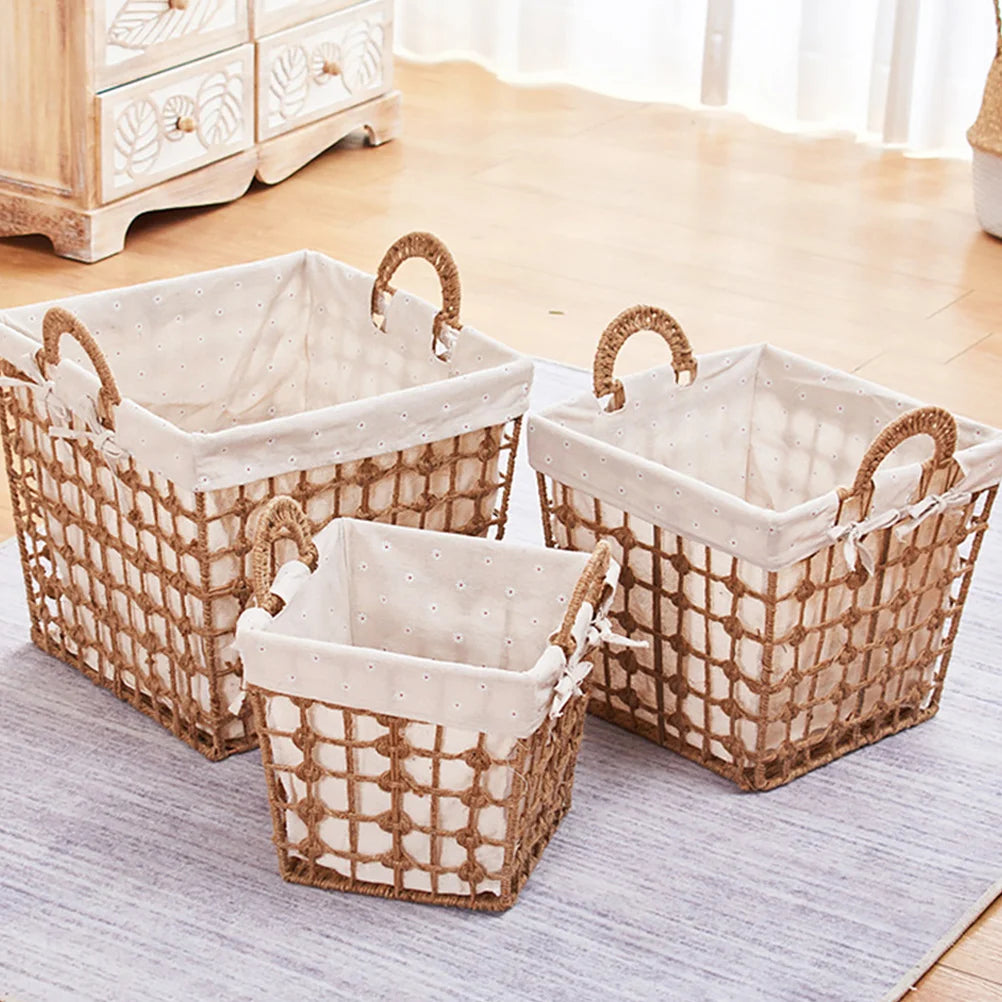 panier à linge tissé portable et polyvalent pour rangement - vue 8 sur 8