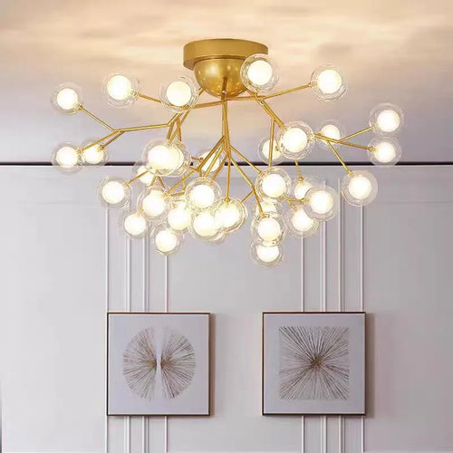 lustre à LED luciole nordique avec bulles de verre décoratives