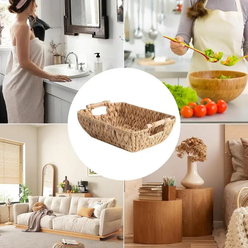 panier en jacinthe d'eau pour rangement aliments et collations - vue 5 sur 7