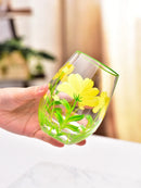 Verres à vin hauts motifs floraux dessinés main