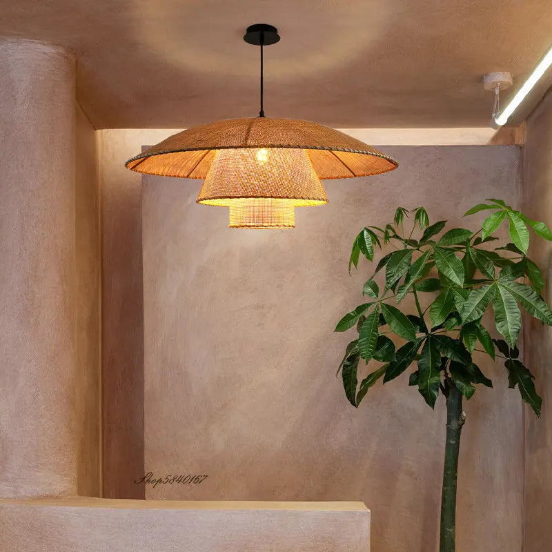 Lampe Vintage en rotin - vue 7 sur 12