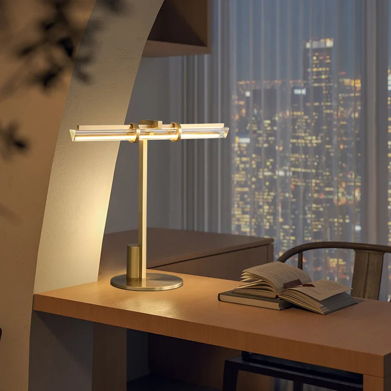 lampe de bureau led moderne en cristal minimaliste pour lecture et travail