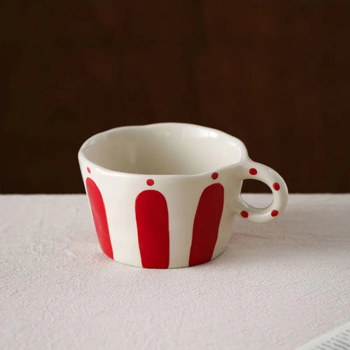 Mug céramique motifs géométriques style nordique anse peinte