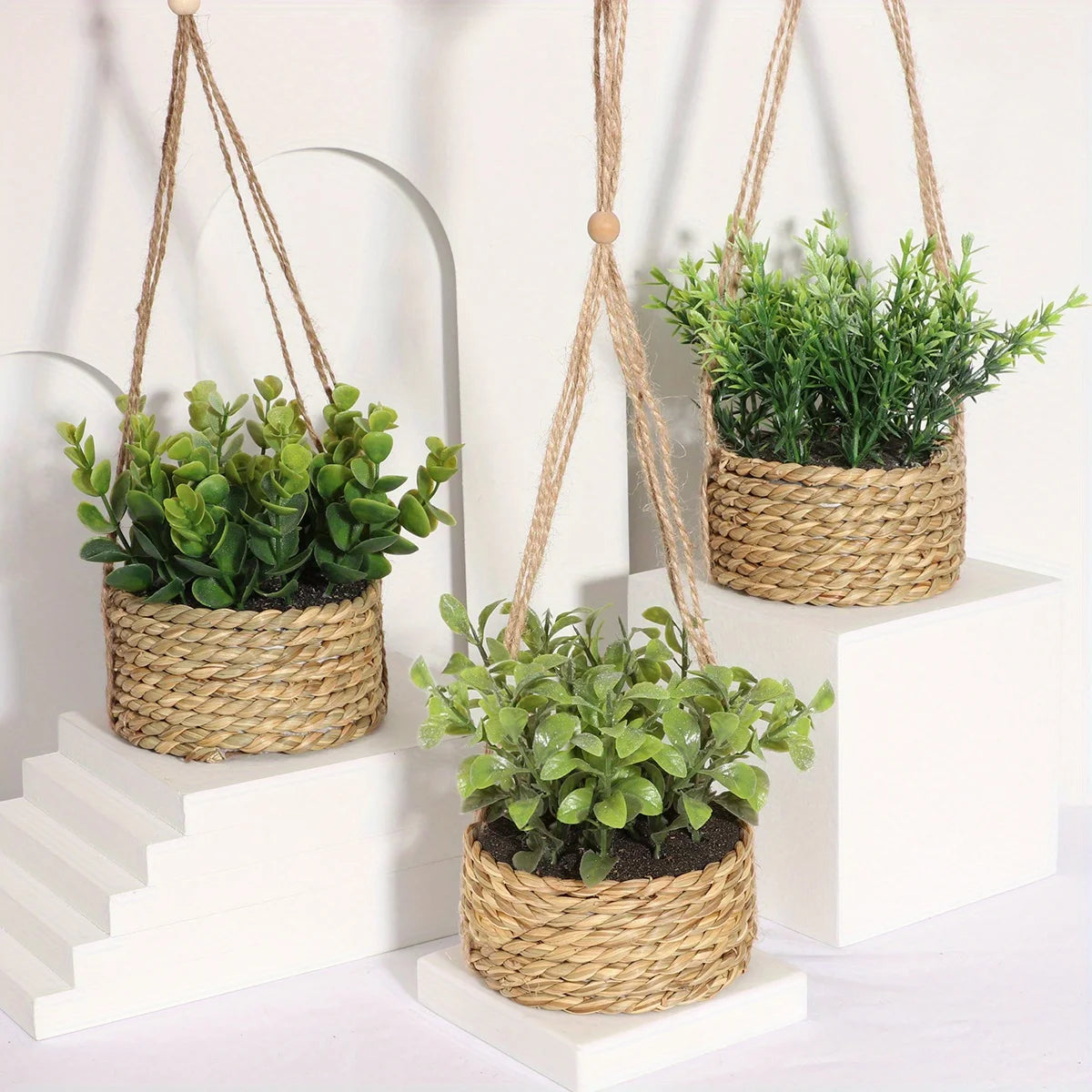 plantes artificielles eucalyptus romarin décoration verte en pot - vue 6 sur 9