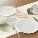 Chemin de table motifs feuilles abstraits style botanique