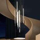 lustre long duplex moderne en acier inoxydable pour villa
