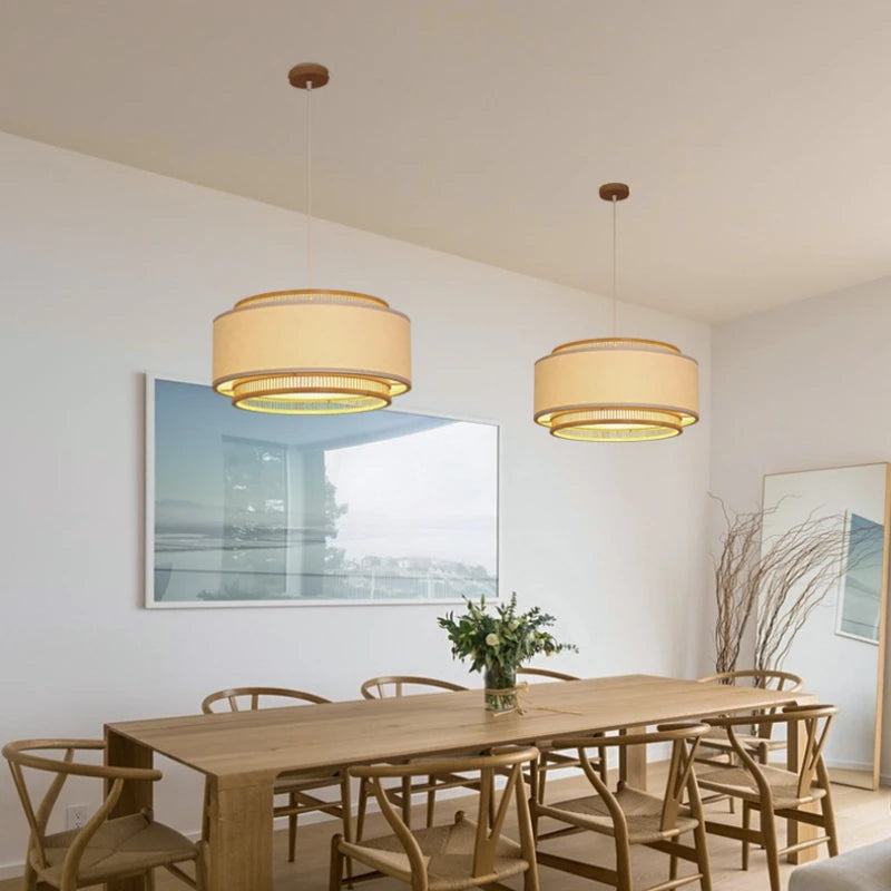 lustre en bambou style japonais pour intérieur zen