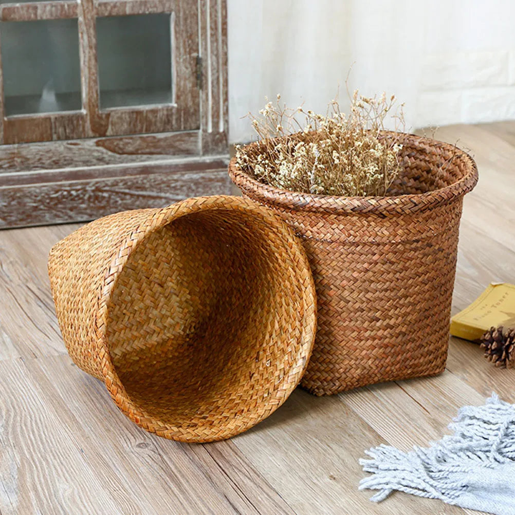 panier poubelle en osier pour rangement et déchets - vue 5 sur 7