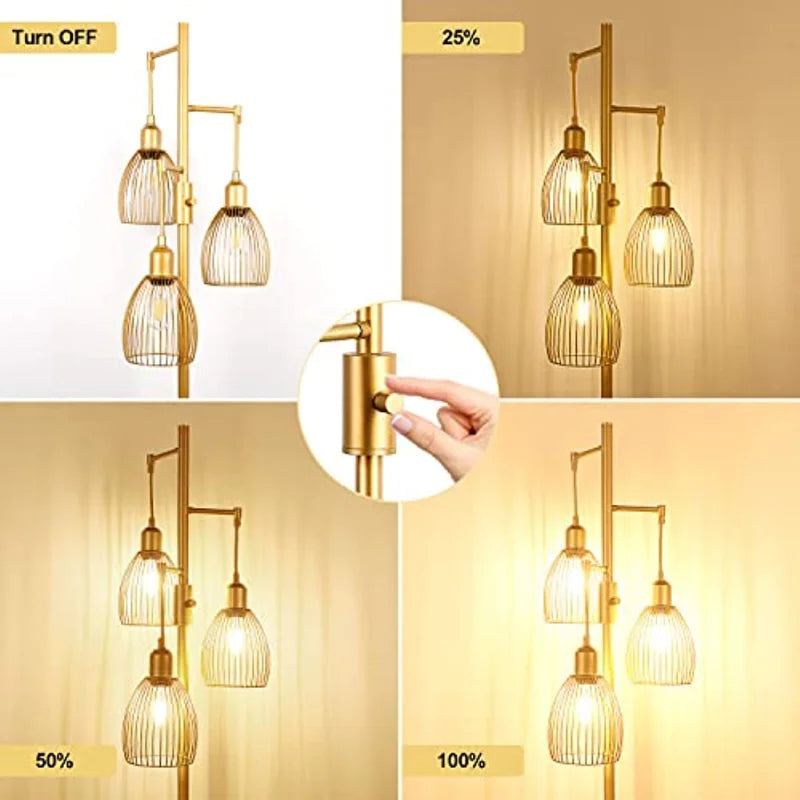 Lumière moderne luxe doré lampadaire Lustre métallique salon décoration E27 LED lumières debout salon chambre chevet - vue 5 sur 7