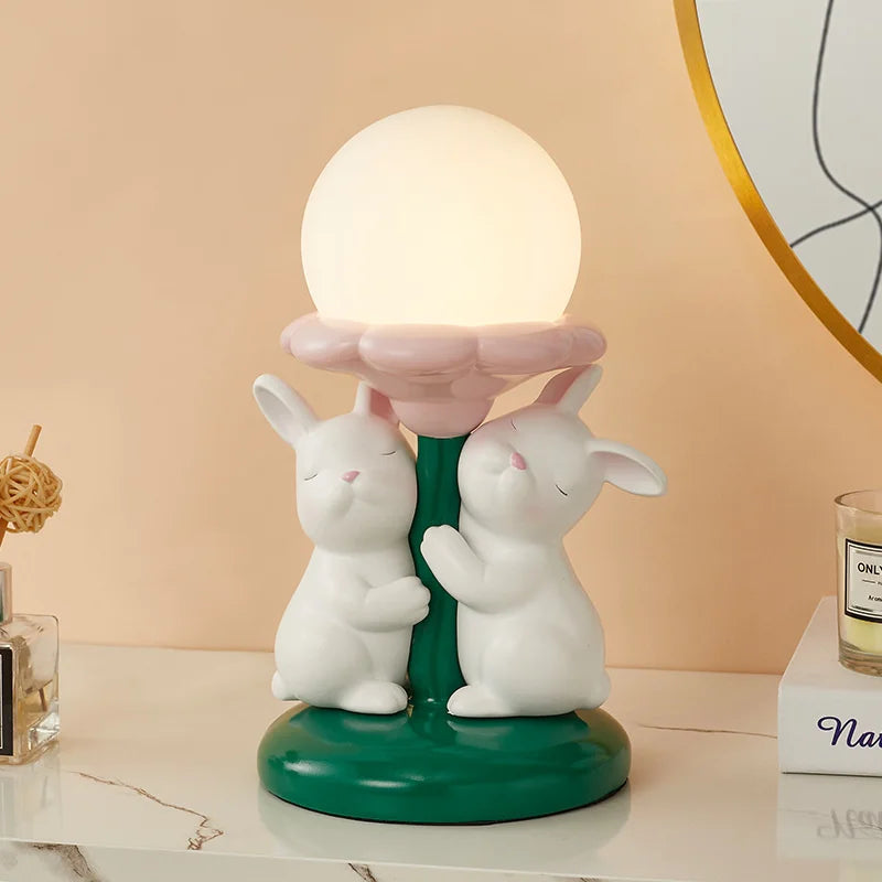 lampe de bureau nordique kawaii en forme de lapin en résine - vue 2 sur 6