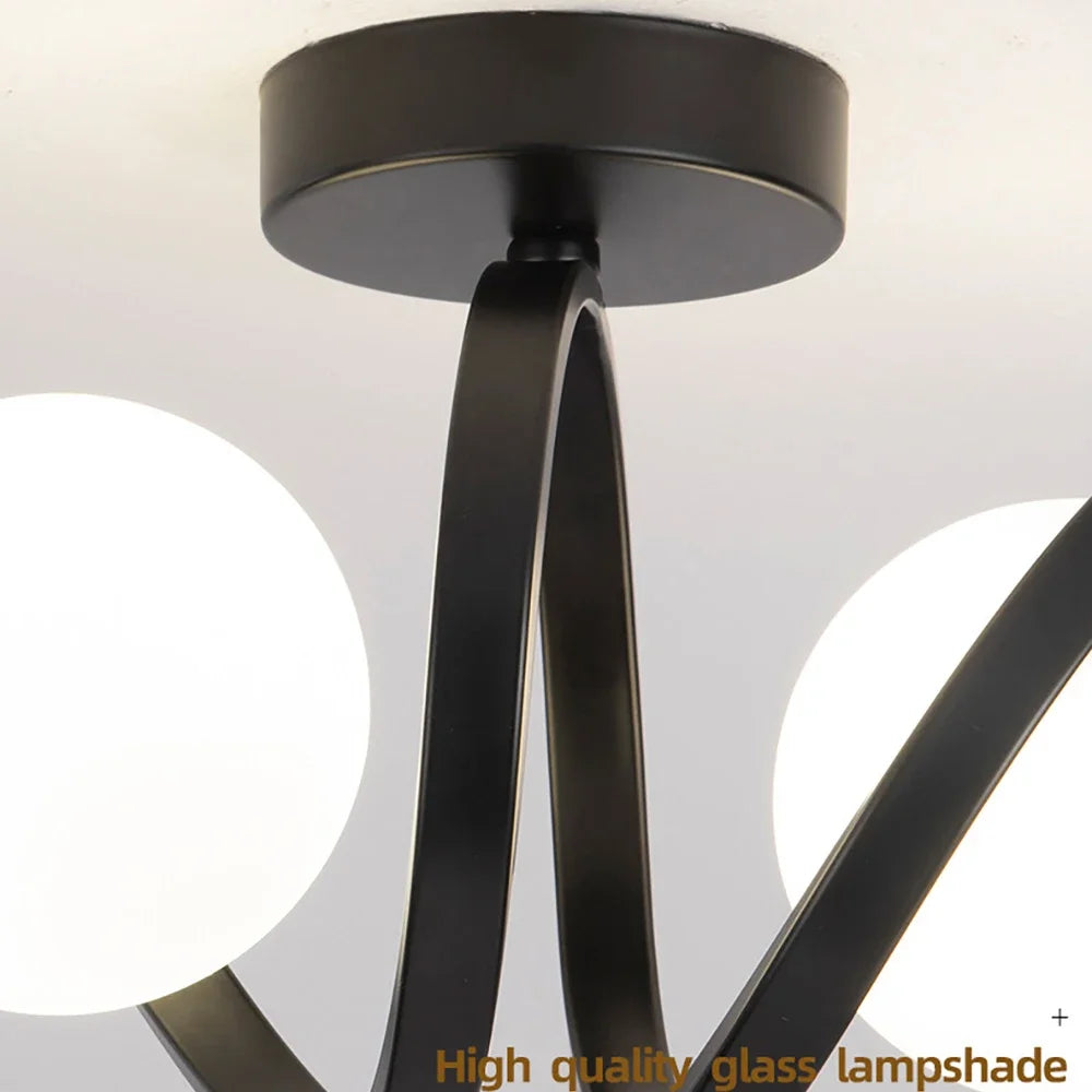 Plafonnier Verre moderne nordique or Double tête éclairage couloir - vue 7 sur 8